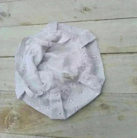 Infant Baby Girls Eyelet Ruffle Summer Beach Hat Embroidered Cap White - Picture 4 of 5